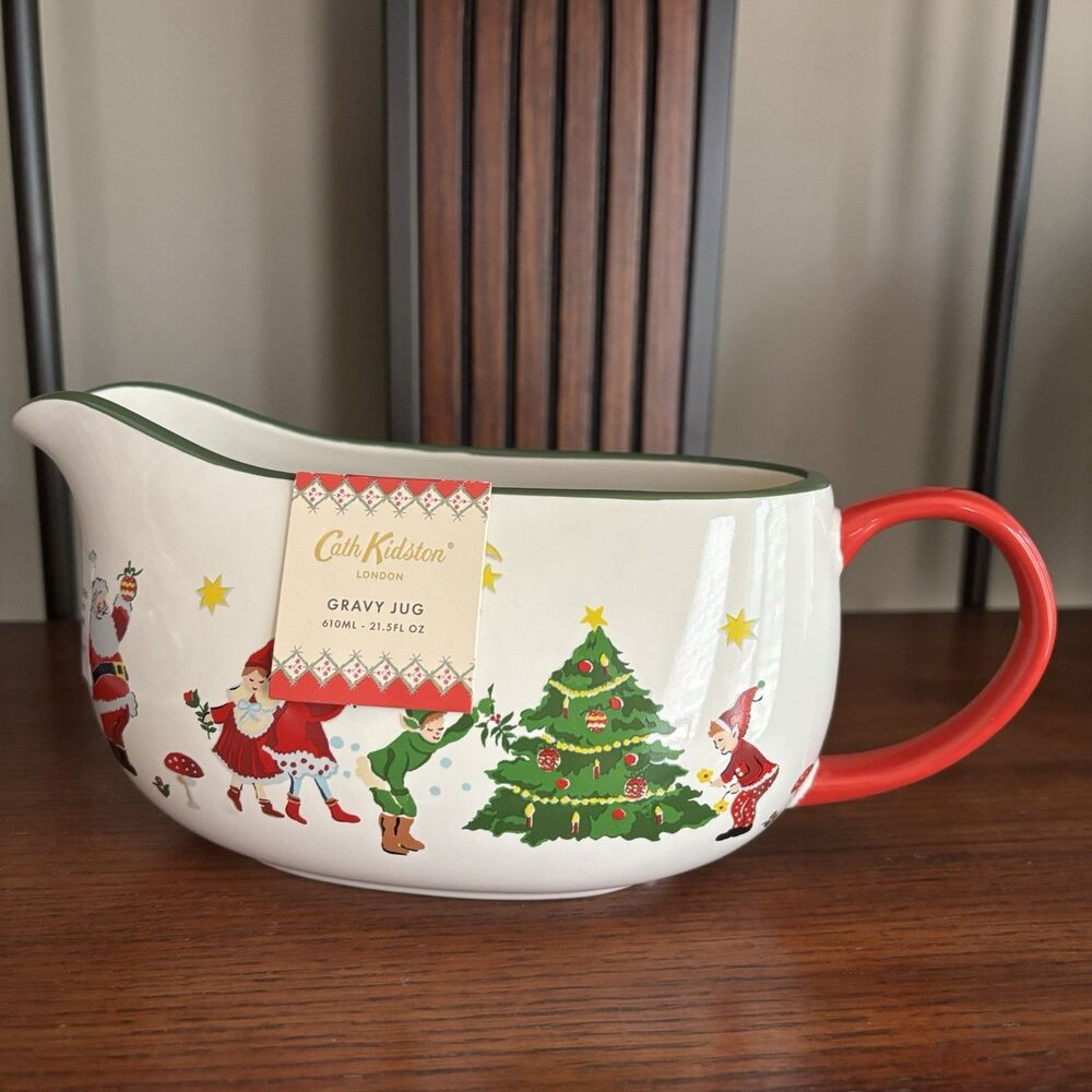 Cath Kidston Christmas Gravy Jug Boat Old World Style 8x4 Cottagecore NWT